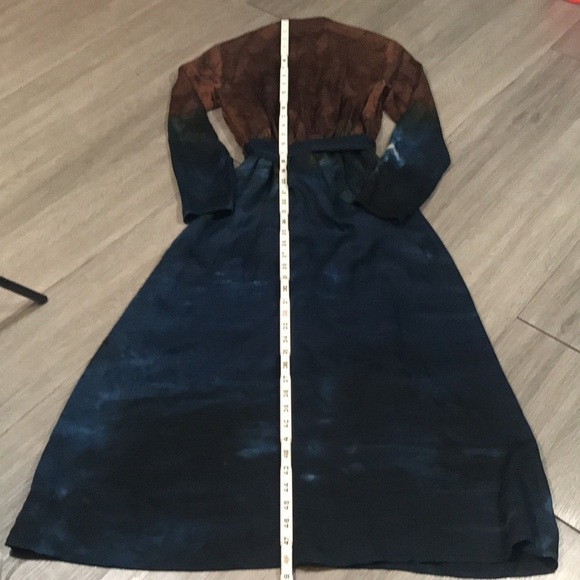Cloth & Stone Anthropologie Ombré Blue Brown Roll Sleeve Belted Shirt Maxi Dress - Picture 13 of 14